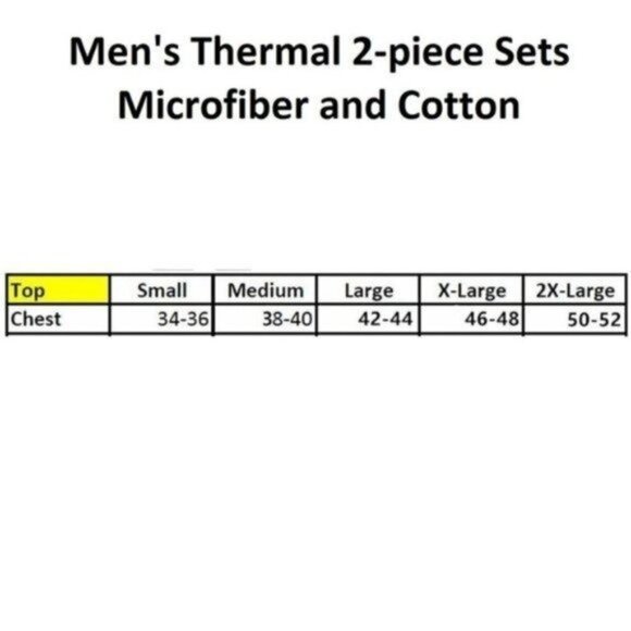 Men Winter Microfiber Thermal Fleece Long John Warm Baselayer Set 2-Pairs NWT - Picture 2 of 2